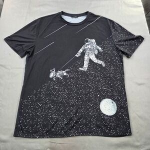 SHEIN Astronaut Dog Graphic T-Shirt Space Print Crew‎ Neck Short Sleeve Large